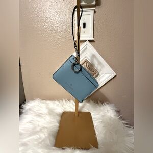 Kate Spade Sky Blue card holder with Gold Hardware